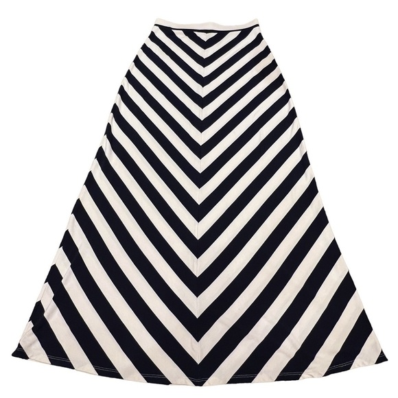 ANN Taylor LOFT Navy and White Striped Maxi Skirt, Size XS - Picture 1 of 9